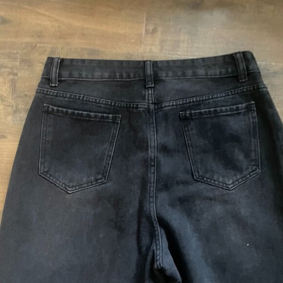SHEIN Black Distressed Relaxed Boyfriend Jeans Women’s Size L - Picture 8 of 8